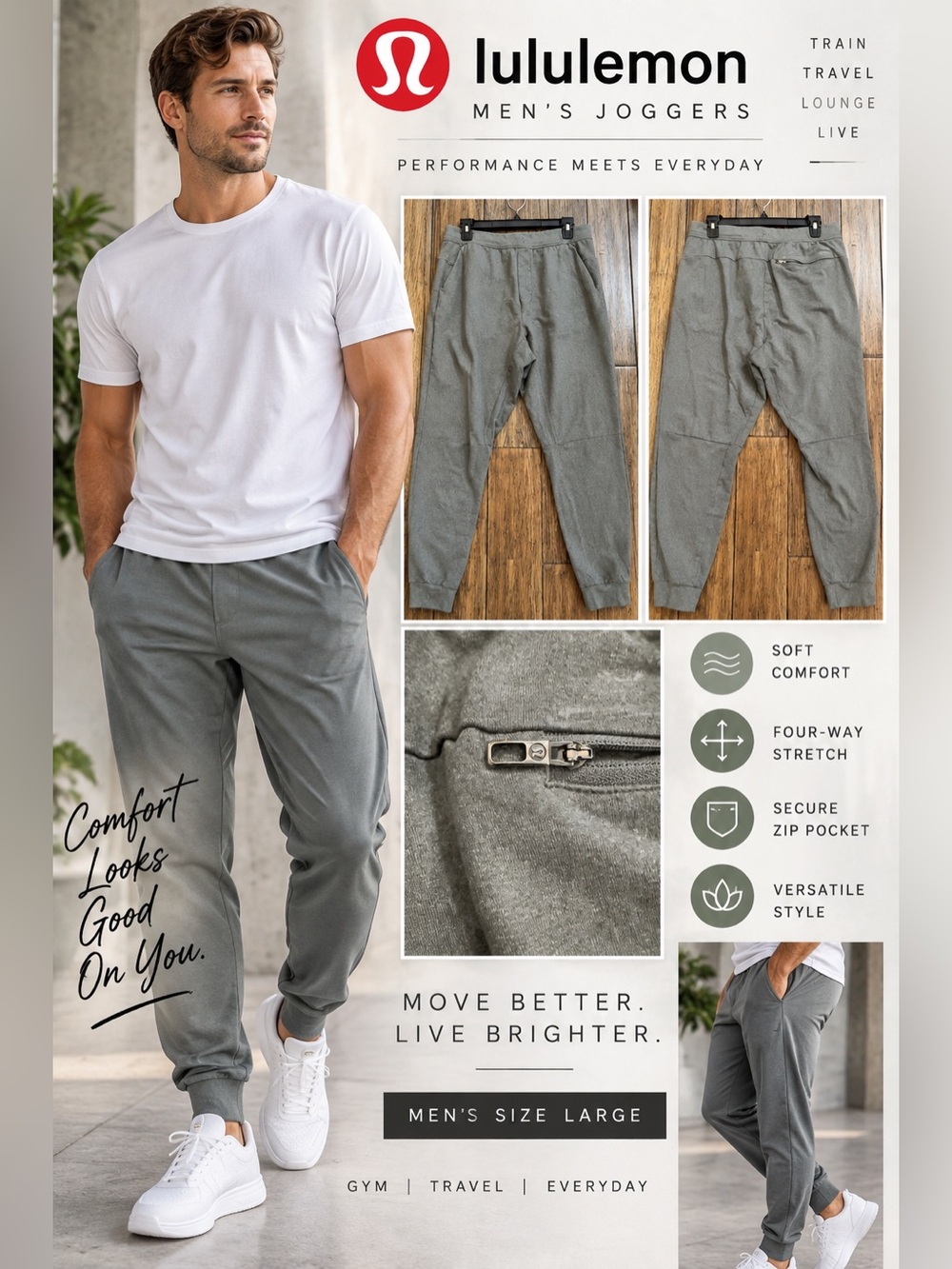 lululemon athletica Men's Joggers - Slate Gray